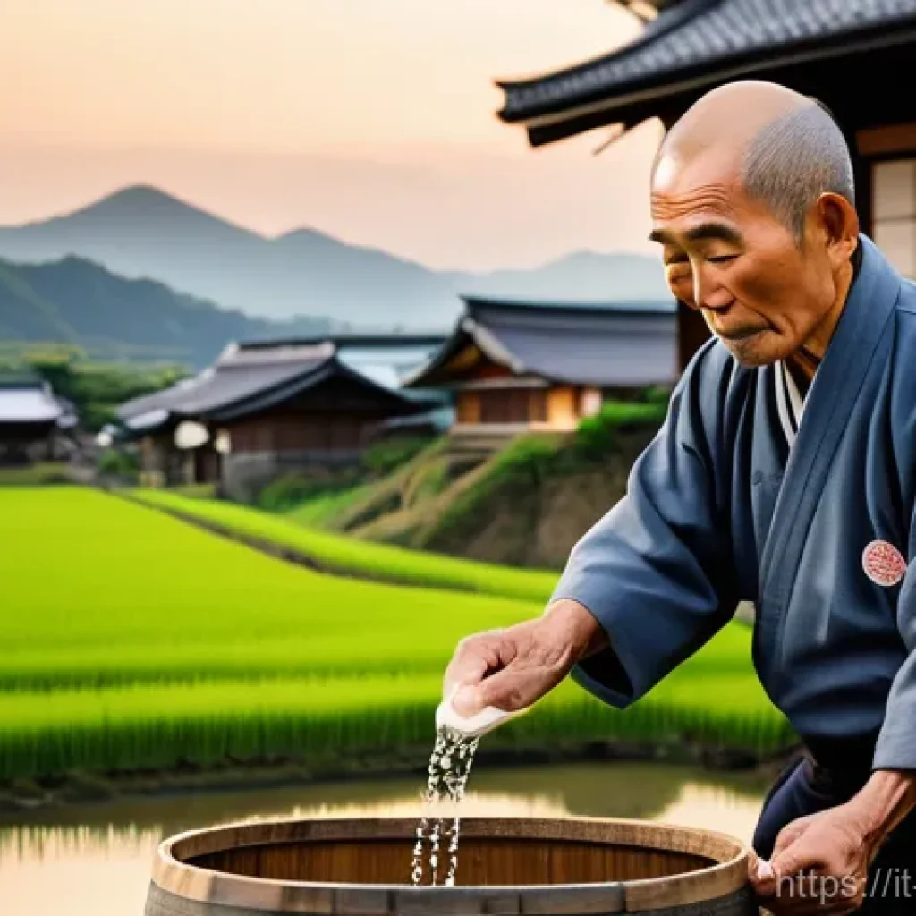 일본 소도시 여행 니가타 - **Sake Tasting & Rice Paddies at Golden Hour:**
A serene, realistic photograph capturing the ess...