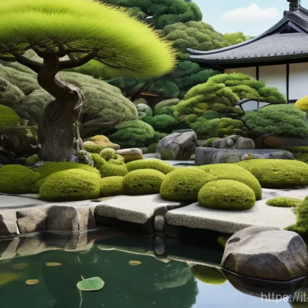 일본 전통 정원 조경 - Here are three detailed image generation prompts in English, designed to create serene and aesthetic...